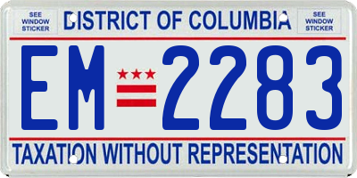 DC license plate EM2283