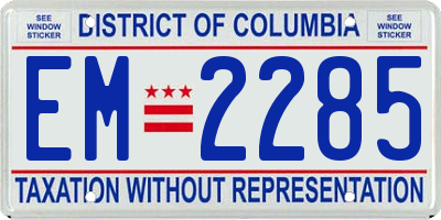 DC license plate EM2285
