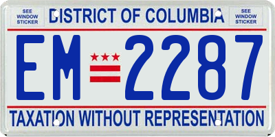 DC license plate EM2287