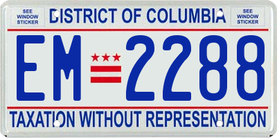 DC license plate EM2288