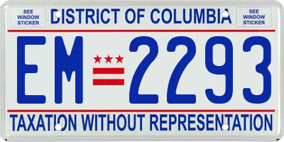 DC license plate EM2293