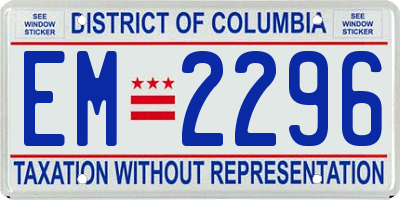 DC license plate EM2296