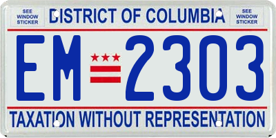 DC license plate EM2303