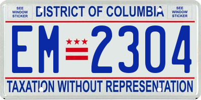 DC license plate EM2304