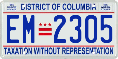 DC license plate EM2305