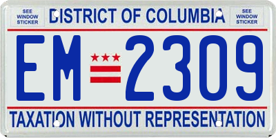 DC license plate EM2309