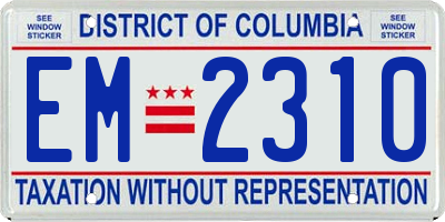 DC license plate EM2310