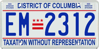 DC license plate EM2312