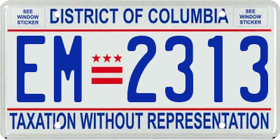 DC license plate EM2313