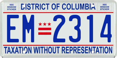 DC license plate EM2314