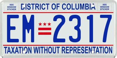 DC license plate EM2317