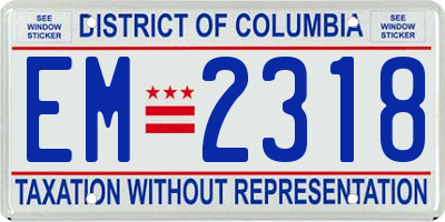 DC license plate EM2318