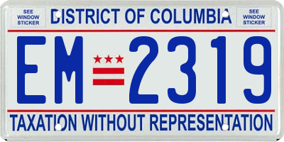 DC license plate EM2319