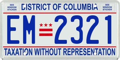 DC license plate EM2321