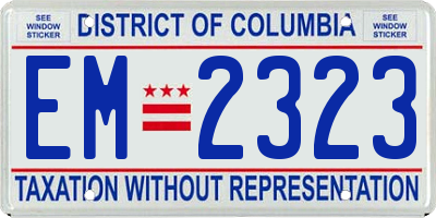 DC license plate EM2323