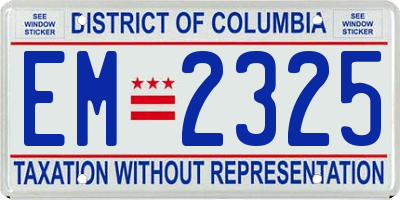 DC license plate EM2325