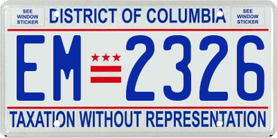 DC license plate EM2326