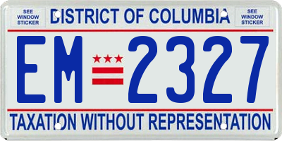 DC license plate EM2327