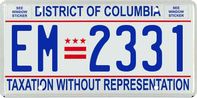 DC license plate EM2331