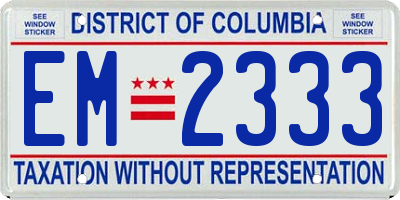 DC license plate EM2333