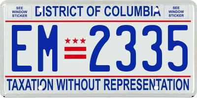 DC license plate EM2335