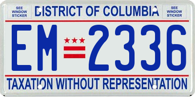 DC license plate EM2336