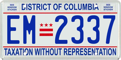 DC license plate EM2337