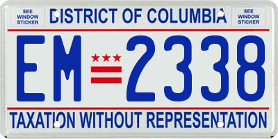 DC license plate EM2338