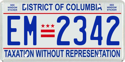 DC license plate EM2342