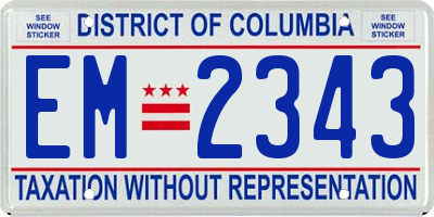 DC license plate EM2343