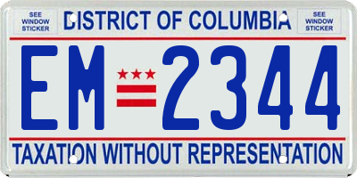 DC license plate EM2344