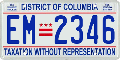 DC license plate EM2346