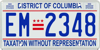 DC license plate EM2348