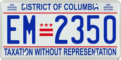 DC license plate EM2350