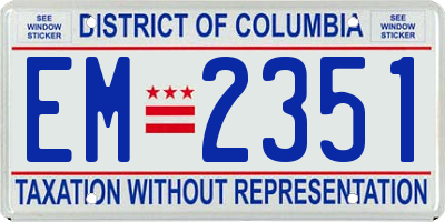 DC license plate EM2351