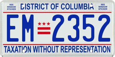DC license plate EM2352