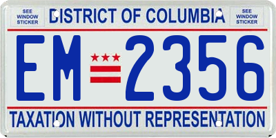 DC license plate EM2356