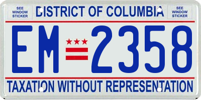 DC license plate EM2358