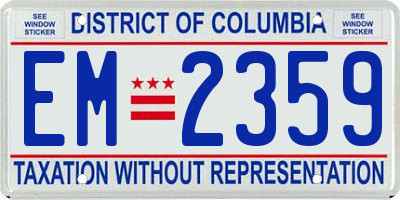 DC license plate EM2359