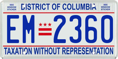 DC license plate EM2360