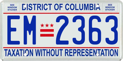 DC license plate EM2363