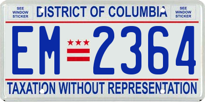 DC license plate EM2364