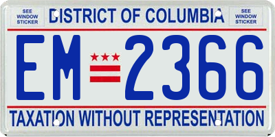 DC license plate EM2366