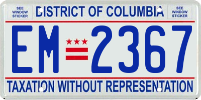 DC license plate EM2367