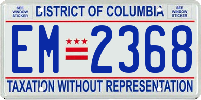 DC license plate EM2368
