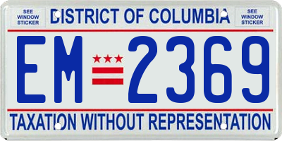 DC license plate EM2369