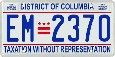 DC license plate EM2370