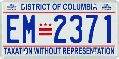 DC license plate EM2371