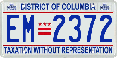 DC license plate EM2372