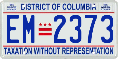 DC license plate EM2373